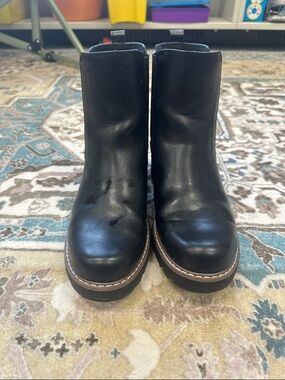 Black Leather Platform Ankle Boots